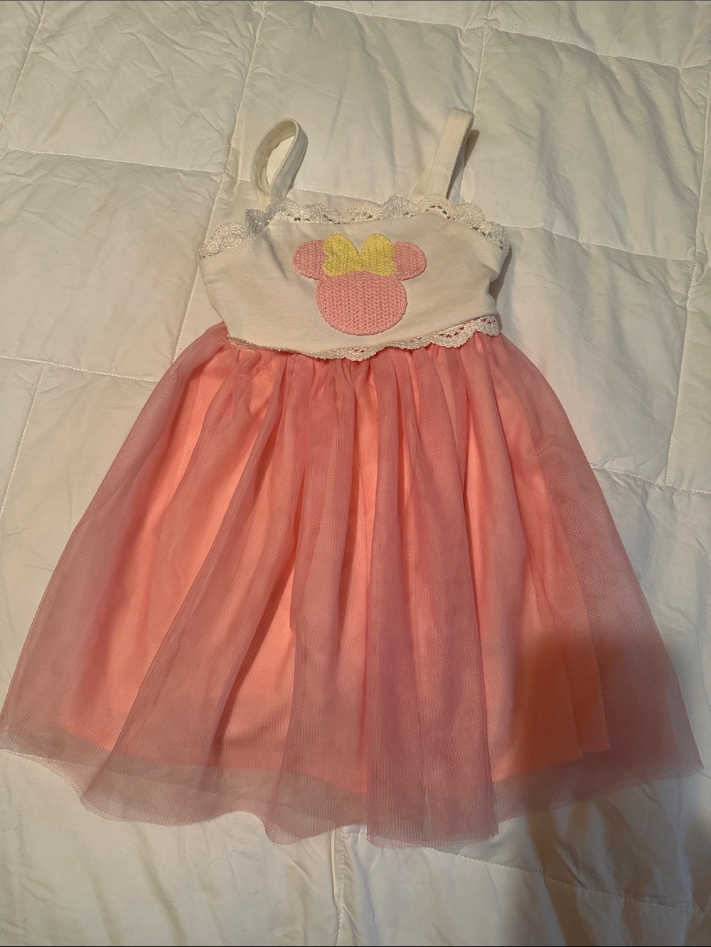 Disney Pink and Cream Tulle Minnie Bow Dress